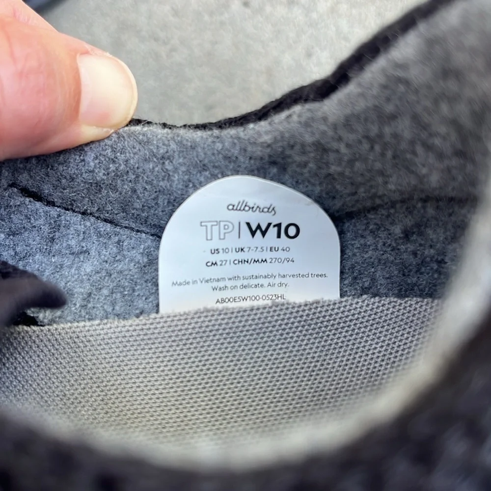 ALLBIRDS Tree Piper Sneakers in Black NWOB Size 10